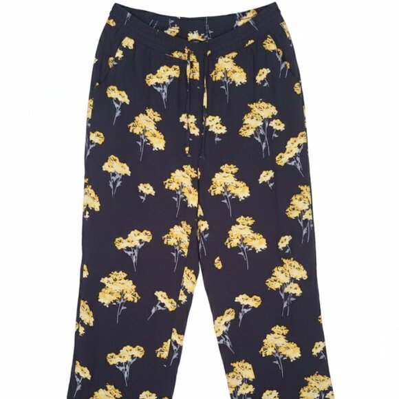 LOFT Floral Navy/Yellow Cotton Pants - Picture 1 of 4